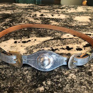 Justin Lizard grey/blue women's belt.  Size 28